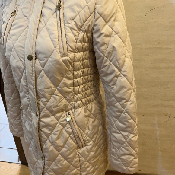 Copper Key Women's Quilted Puffer Jacket with Faux Fur Hood - Beige - Picture 3 of 14